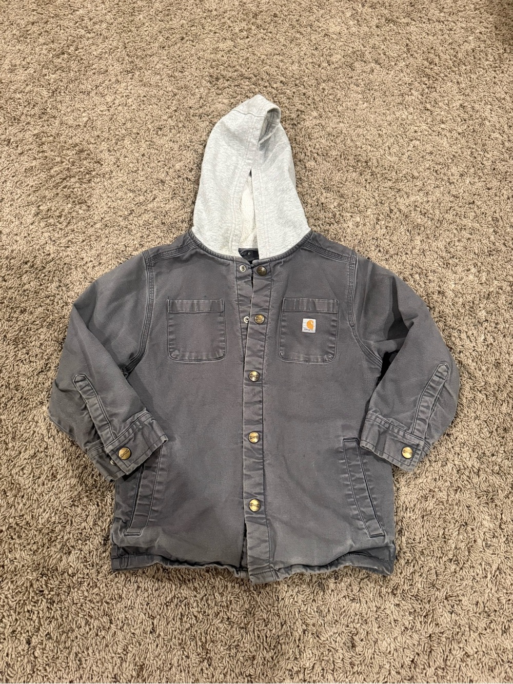 Carhartt Kids' Dark Gray Hooded Work Jacket with Light Gray Hood
